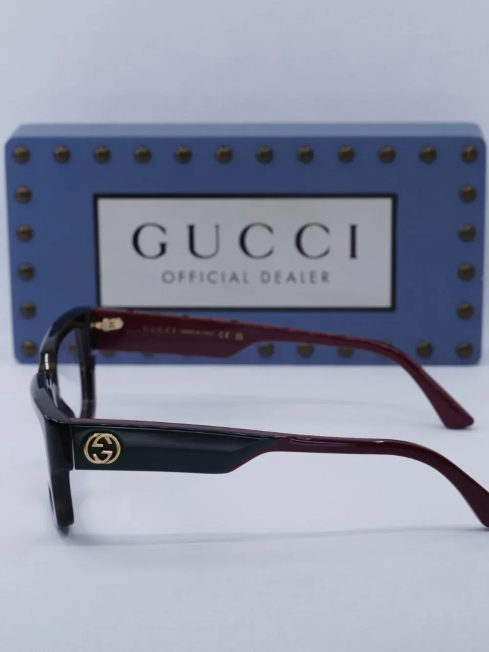 Gucci GG1666O 006 Square Eyeglasses - Havana with Red 53mm